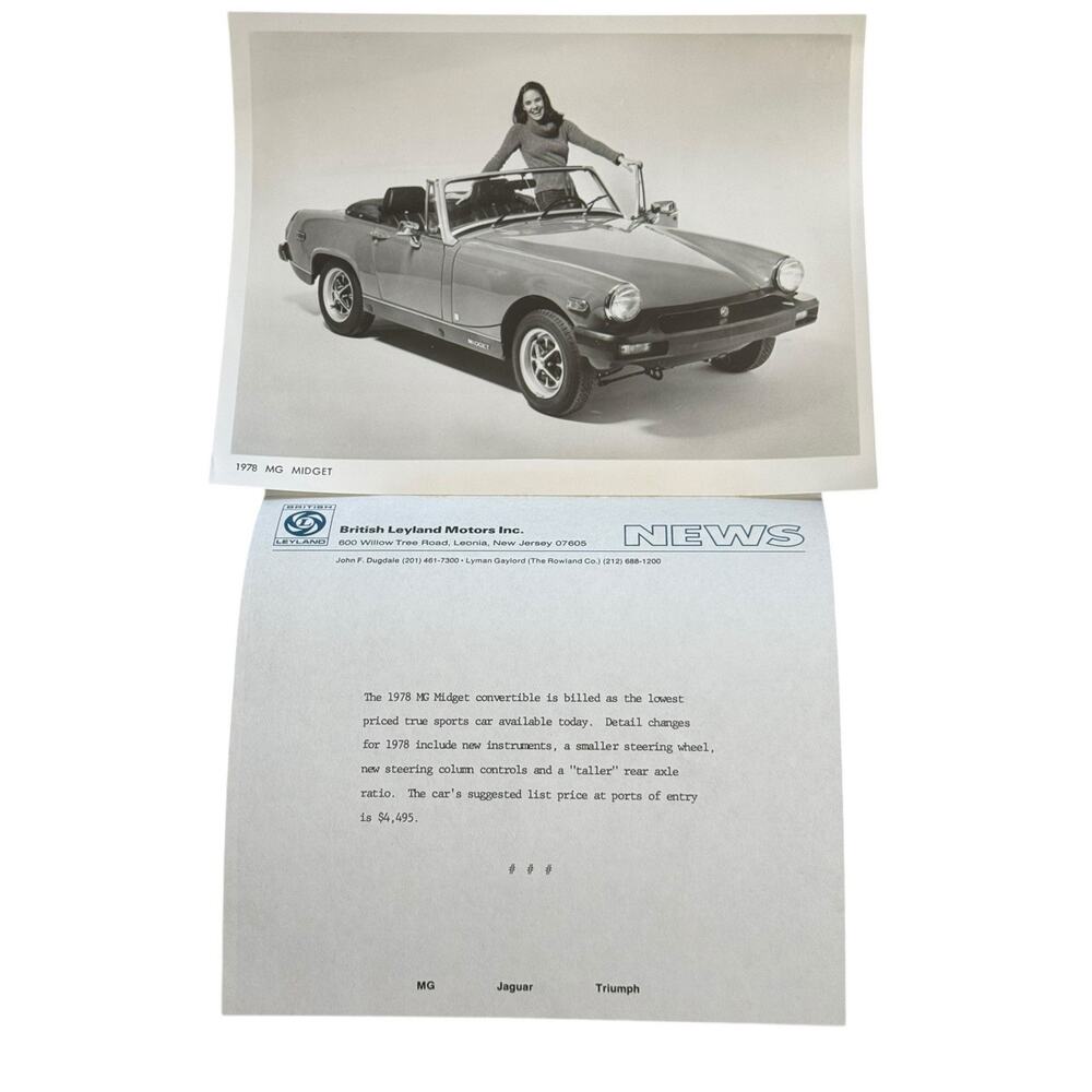 VTG MG Midget Convertible 1978 Promo Photo Ad Copy British Leyland Dealership